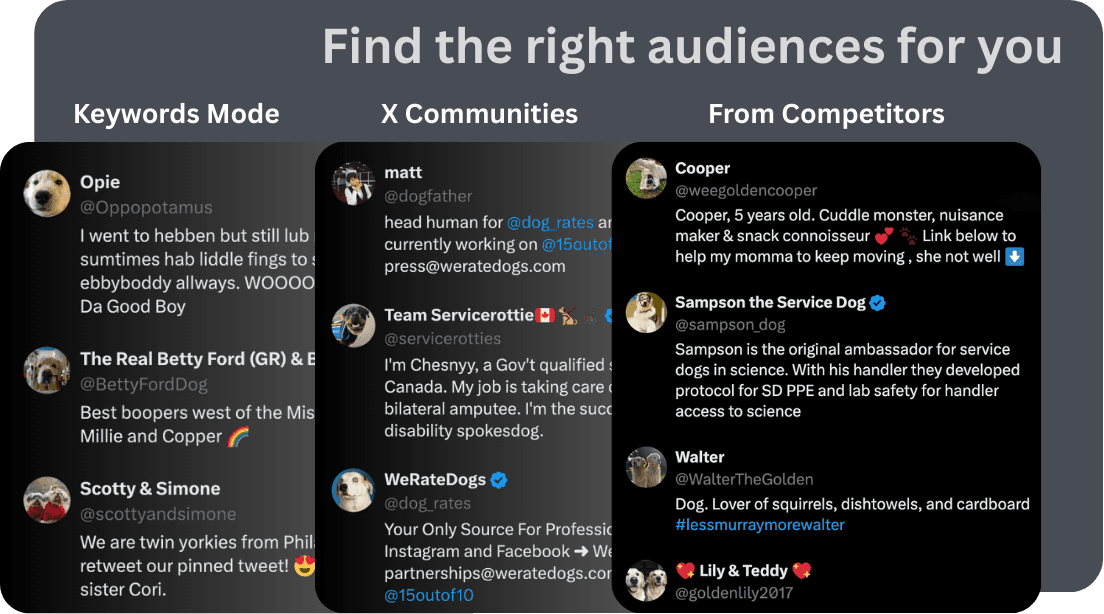 Identify target audiences on social media using keyword targeting, community engagement, and competitor insights.
